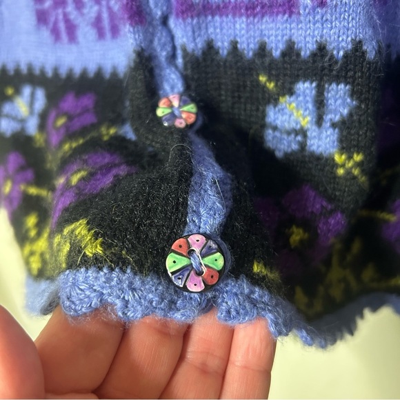 Alpaca Imorts Vibrant Purple and Blue Cardigan Size Medium - Picture 3 of 7
